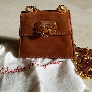 Tiniest Ferragamo leather shoulder bag ever